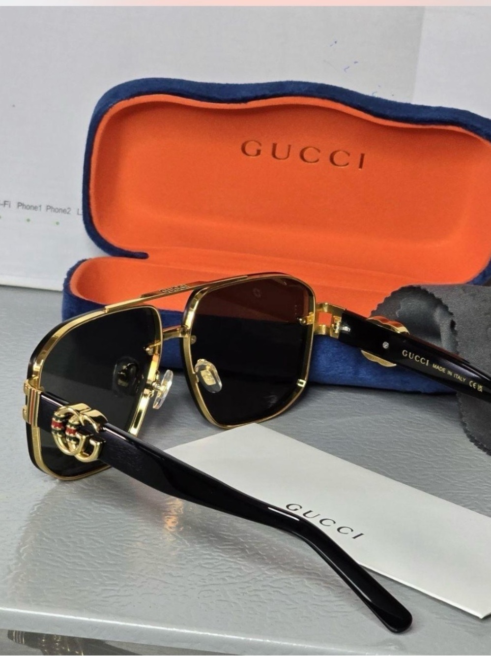 🔥NEW Gucci Black & Gold Men's Sunglasses with Signature Temple Detail🔥 - Picture 4 of 17